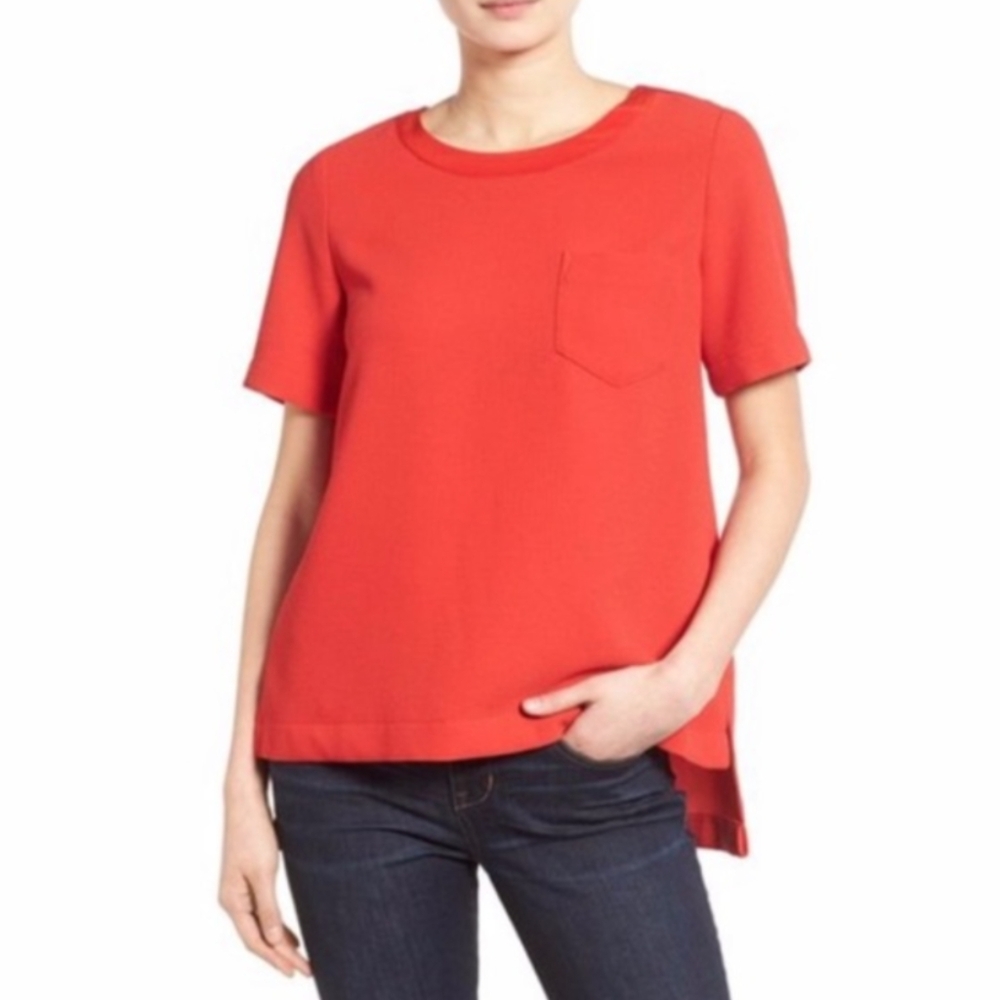 Madewell red top button back front pocket size L